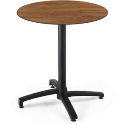 Oviala Mesa de jardín redonda 60 cm inclinable aluminio y hpl roble oscuro
