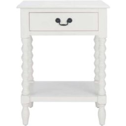 Safavieh Mesa auxiliar de madera blanco desgastado
