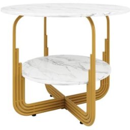 MODFU Mesa redonda con estante, fibra 80 cm dorado