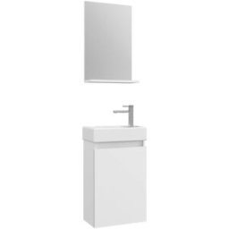 Venprodin Conjunto de mueble lova de baño con lavabo y espejo blanco