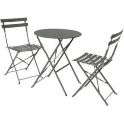 sweeek Set mesa de jardín bistró plegable de acero con 2 sillas, ø60cm,