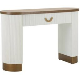 Mauro Ferretti Consola de madera blanca y marrón 121x40x78 cm