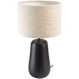 MACABANE Lámpara de mesa de 28 x 28 cm con pantalla de tela beige