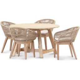 Defora Home Set comedor 4 plazas mesa madera redonda d130