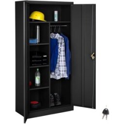 Tectake Armario archivador de acero con cierre 180 x 80 x 40 cm negro