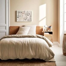 sweeek Ropa de cama de gasa y algodón beige