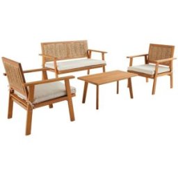sweeek Conjunto de jardín en madera con cañizo vertical, 4 plazas, natural
