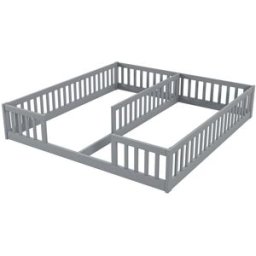 MODFU Cama infantil de madera gris 90 x 200 cm para dos niños