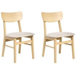 Beliani Conjunto de 2 sillas de comedor madera marrón claro beige
