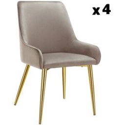 Tectake 4 sillas de comedor tapizadas, acero, aspecto aterciopelado, gris topo