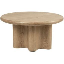 Koketto Home Mesa de centro redonda de madera color roble de 80 cm