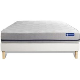 Actisom Somier blanco + colchón con látex y espuma viscoelástica 140 x 190