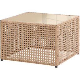 Beliani Mesa de centro de jardín 66 cm 66 cm ratán sintético beige