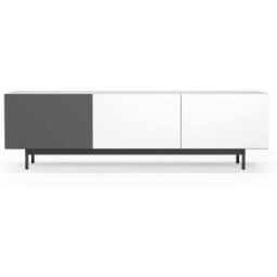Herdasa Mueble tv 3 puertas melamina blanco-grafito patas blanco 52x180x44 cm