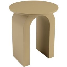MACABANE Mesa auxiliar redonda de madera en color topo, 40 cm de diámetro