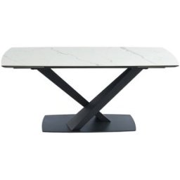Unique Mesa de comedor cristal negro, blanco