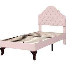 MODFU Cama infantil terciopelo rosa 90x200 cm con cabecero regulable