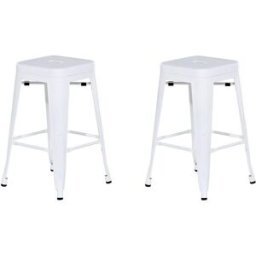 Beliani Conjunto de 2 sillas de bar metal blanco