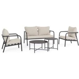 Bizzotto Sala de estar de acero con mesa de centro antracita