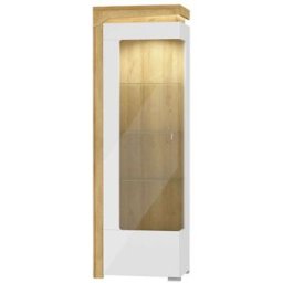 Petits meubles Vitrina 1 puerta apertura a la paneles laminados blanco y madera