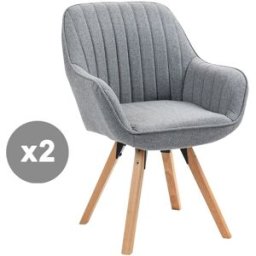 Meubles Cosy Conjunto de 2 sillas comedor giratorias brazos escandinavo gris