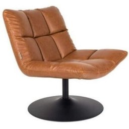 Dutchbone Sillón giratorio de diseño en símil piel vintage