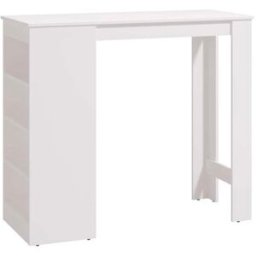 Home Heavenly Mesa alta con 4 estantes laterales de melamina en color blanco