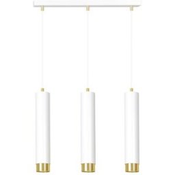 Wonderlamp Regleta colgante con 3 pantallas cilíndricadas blanco y dorado