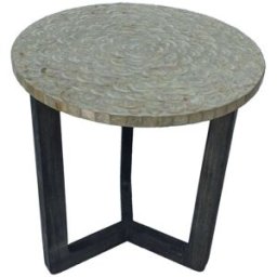 Wanderlust deco Mesa auxiliar de madera y capiz blanco d40x45h cm