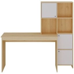 Unique Escritorio madera color natural claro, blanco