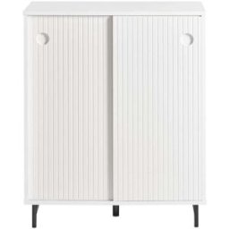 SoBuy Aparador entrada con puerta correderas y balda madera blanco