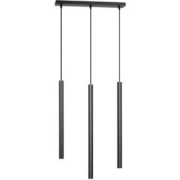 Wonderlamp Regleta de techo con 3 pantallas cilíndricas finas de metal negro ø3cm