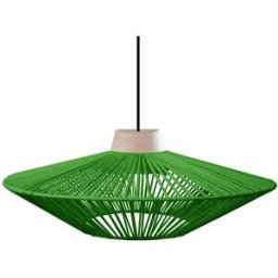 Tosel Suspensión bicono metal y madera natural pantalla hilo verde