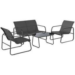 Outsunny Muebles de jardín 112x73x74 cm gris oscuro y negro