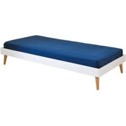 ID Kids Cama infantil con patas y colchón madera maciza blanco 90x190 cm