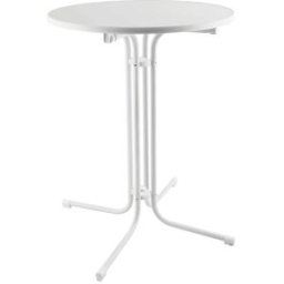 Tectake Mesa alta redonda, plegable, con funda, 90x110 cm, blanco