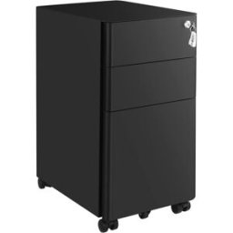 SONGMICS Archivador móvil con ruedas y cerradura de color negro