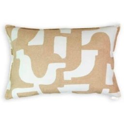 TAPIDECOR Cojín geométrico blanco-marrón relleno premium 60x40