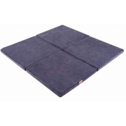 MeowBaby Alfombra de juego para niños, cuadrado 120x120cm, terciopelo gris-azul