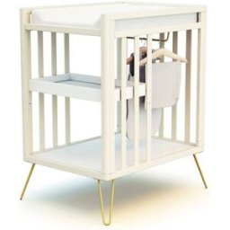 Jurababy Cambiador con 2 estantes madera blanco y amarillo