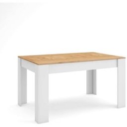 Skraut home Mesa comedor efecto madera roble y blanco 140x90x76cm