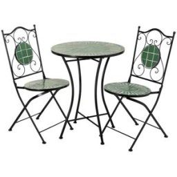 Wanderlust deco Conjunto mesa y 2 sillas de mosaico y forja negro
