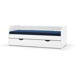 ID Kids Sofá cama nido con colchón madera maciza blanco 80x190 cm