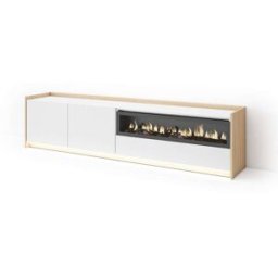 Skraut home Mueble tv efecto madera blanco roble 207x37x50cm chimenea efecto fuego