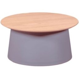 Nest dream Mesa de centro redonda con tablero de madera de roble, gris