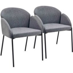 Oviala Conjunto de 2 sillas y alfombra gris antracita