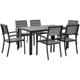 Beliani Conjunto de comedor 6 personas de material sintético gris