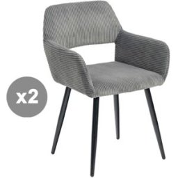 Meubles Cosy Conjunto de 2 sillas de comedor acolchadas patas de metal estilo gris
