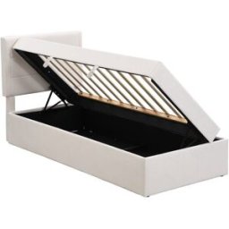 MODFU Cama infantil de madera beige 90x200 cm con espacio de almacenaje