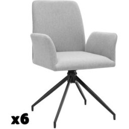 Tectake Juego de 6 sillas giratorias 360º acolchadas, 55,5x58x87cm, gris claro